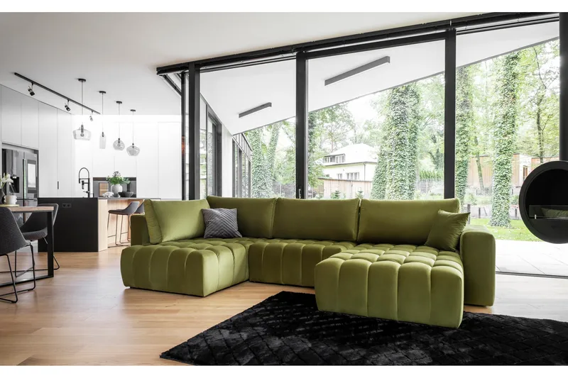 Yorktown U-bäddsoffa Divan Höger - Mörkgrön - Möbler - Soffa - Bäddsoffa