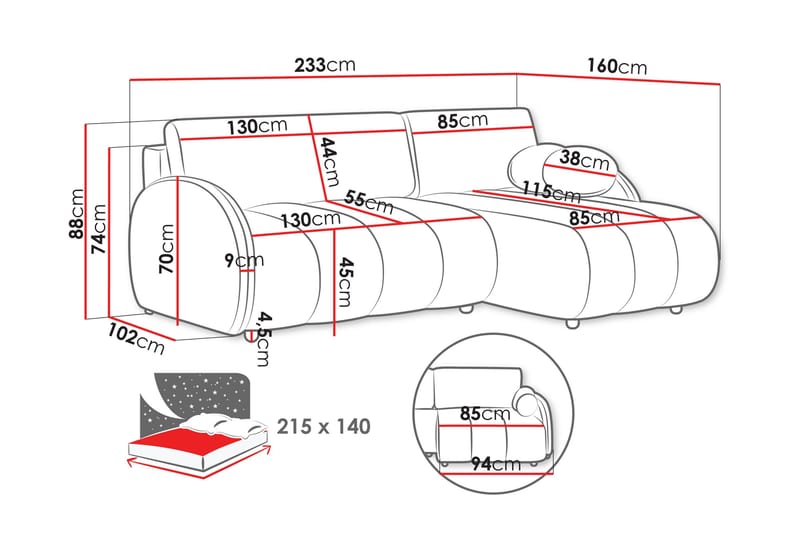 Zarania Bäddsoffa m. Divan 3-sits - Grå - Möbler - Soffa - Bäddsoffa
