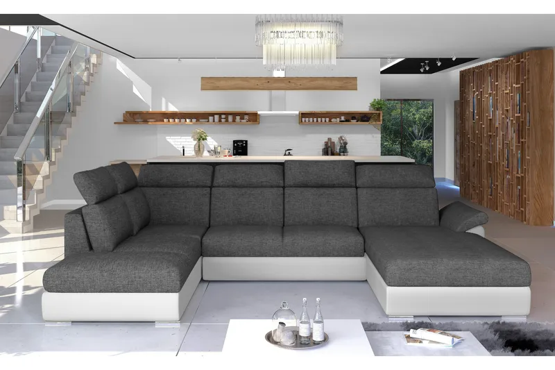 Zoana Bäddsoffa med Dubbeldivan, Grå/Vit