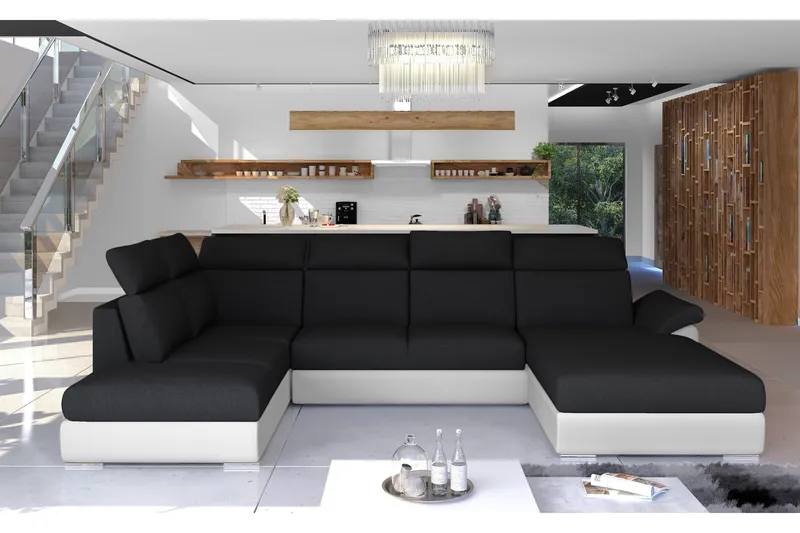 Zoana Bäddsoffa med Dubbeldivan, Svart/Vit