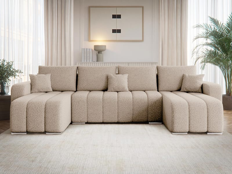 Zulueta 4-sits Bäddsoffa med dubbeldivan - beige - Möbler - Soffa - Bäddsoffa