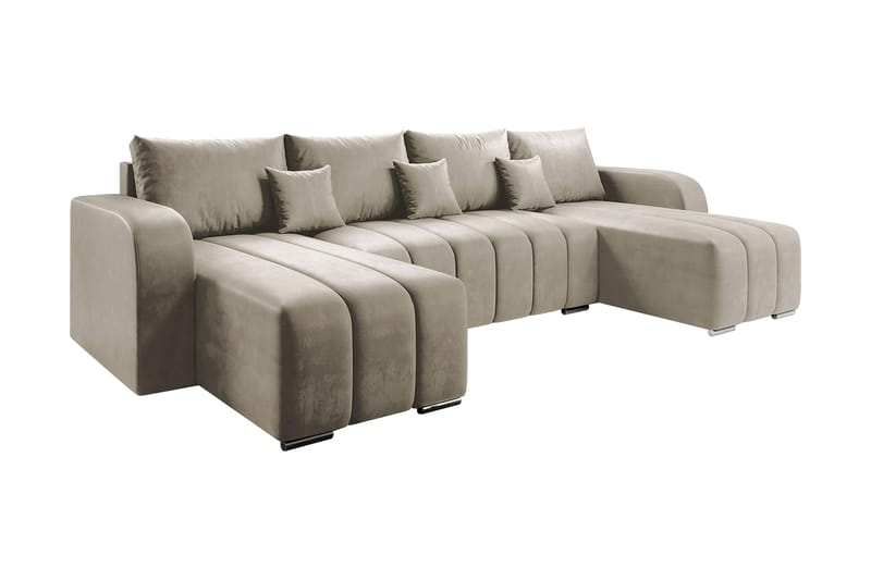 Zulueta 8-sits Bäddsoffa Vänster - Beige - Bäddsoffa - Sammetssoffa - U bäddsoffa - Bäddsoffa divan