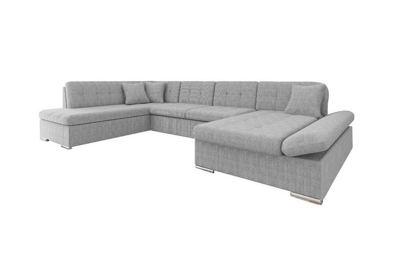 Zumar 4-sits Högervänd Hörnbäddsoffa med Divan och Förvaring i Tyg, Grå