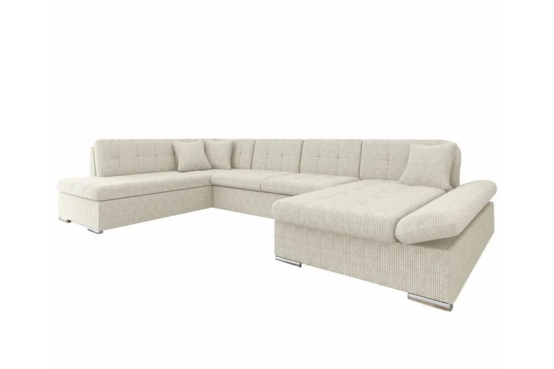 Zumar 4-sits Hörnbäddsoffa 128x302 cm med Förvaring i Manchestertyg, Beige