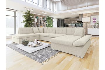 Zumar 4-sits Hörnbäddsoffa 128x302 cm med Förvaring i Manchestertyg - Beige - Möbler - Soffa - Bäddsoffa