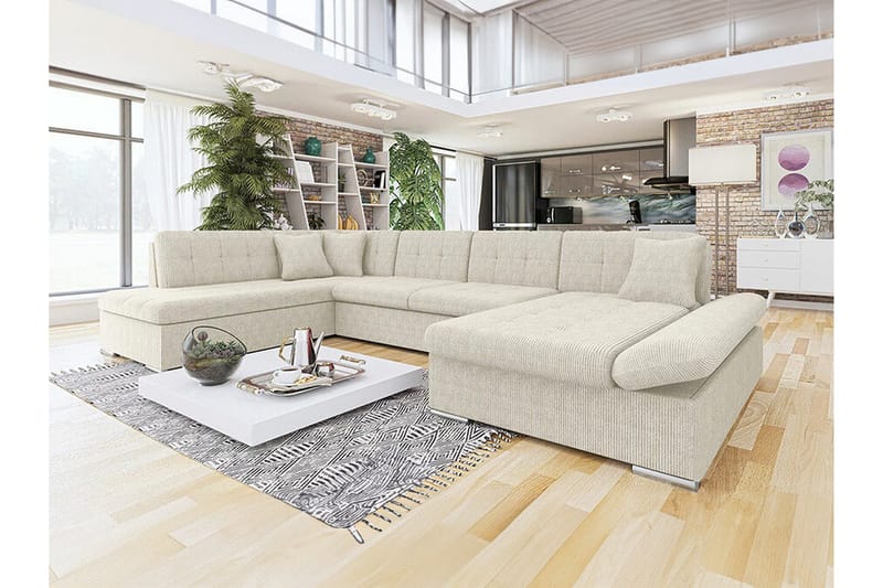Zumar 4-sits Hörnbäddsoffa NO_BRAND beige - Möbler - Soffa - Bäddsoffa