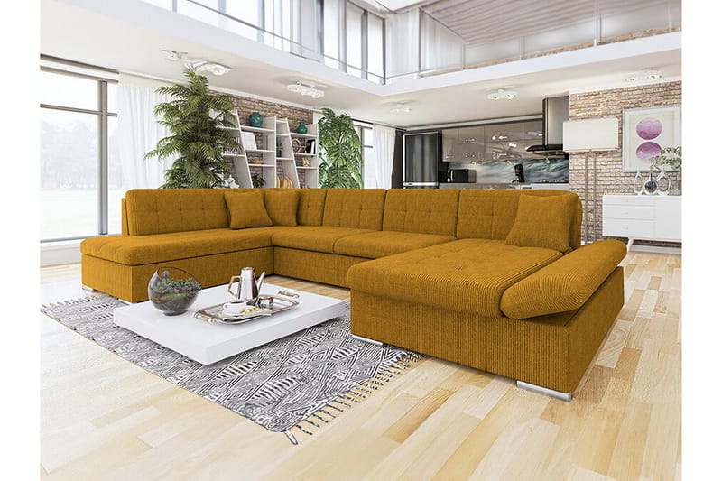 Zumar 4-sits Hörnbäddsoffa NO_BRAND Dark yellow - Möbler - Soffa - Bäddsoffa