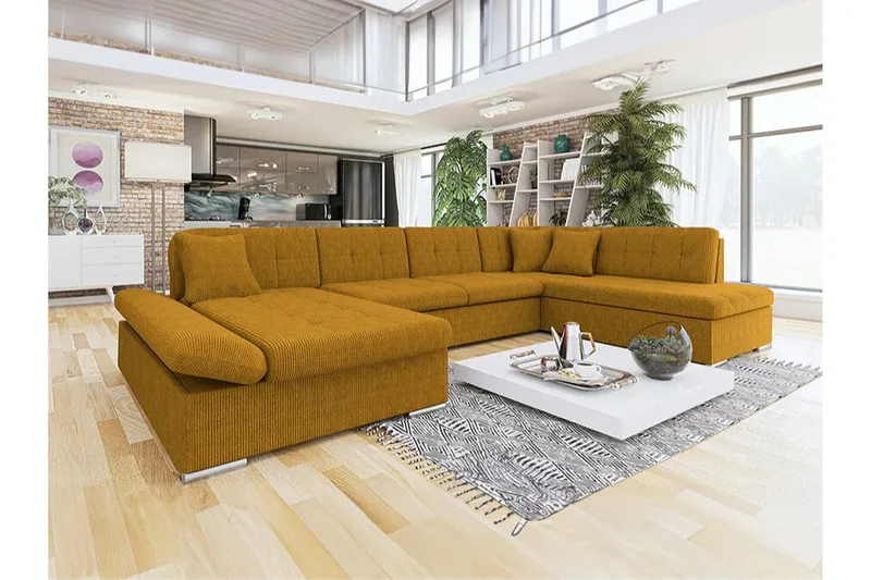 Zumar 4-sits Hörnbäddsoffa NO_BRAND Dark yellow - Möbler - Soffa - Bäddsoffa