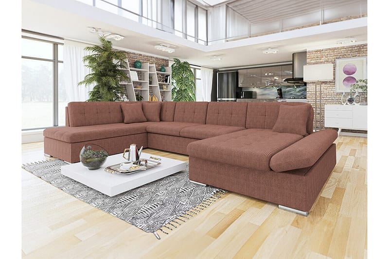 Zumar 4-sits Hörnbäddsoffa NO_BRAND Light brown - Möbler - Soffa - Bäddsoffa