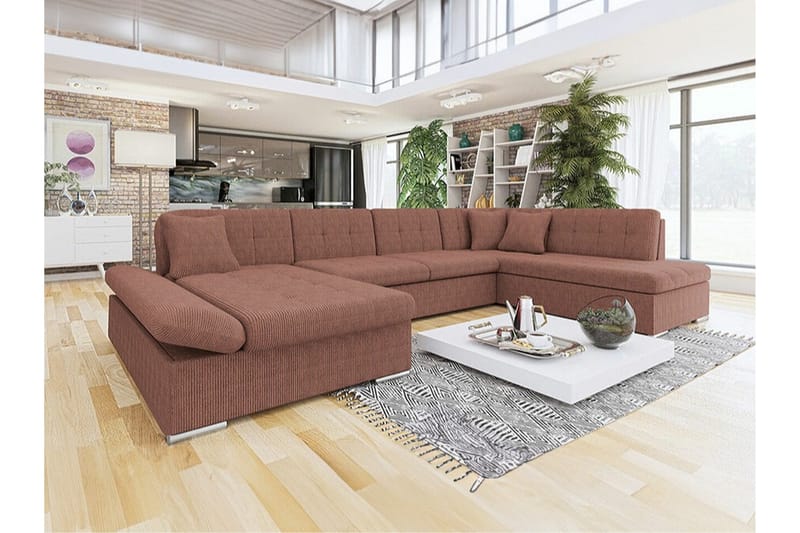 Zumar 4-sits Hörnbäddsoffa NO_BRAND Light brown - Möbler - Soffa - Bäddsoffa