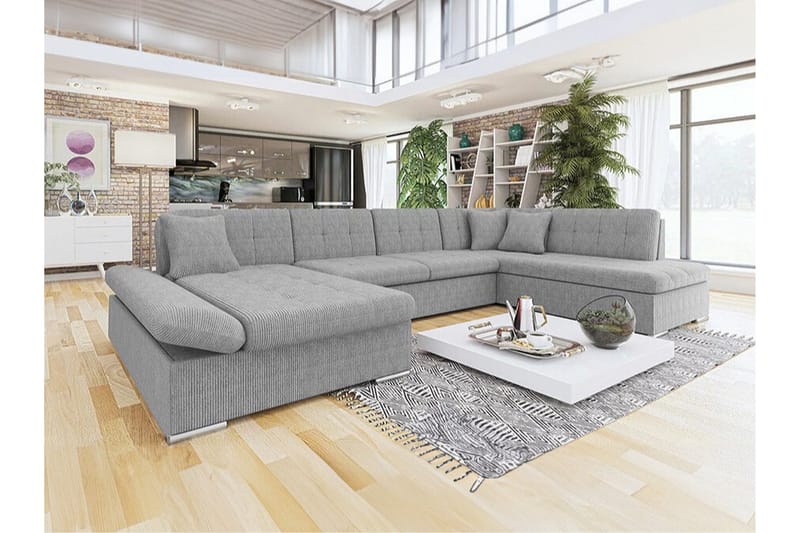 Zumar 4-sits Hörnbäddsoffa NO_BRAND Ljusgrå - Möbler - Soffa - Bäddsoffa