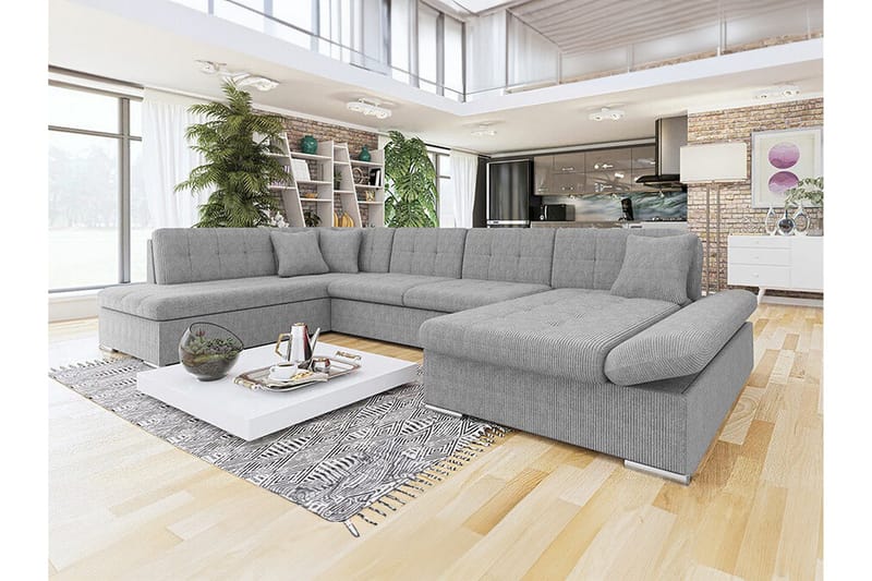 Zumar 4-sits Hörnbäddsoffa NO_BRAND Ljusgrå - Möbler - Soffa - Bäddsoffa