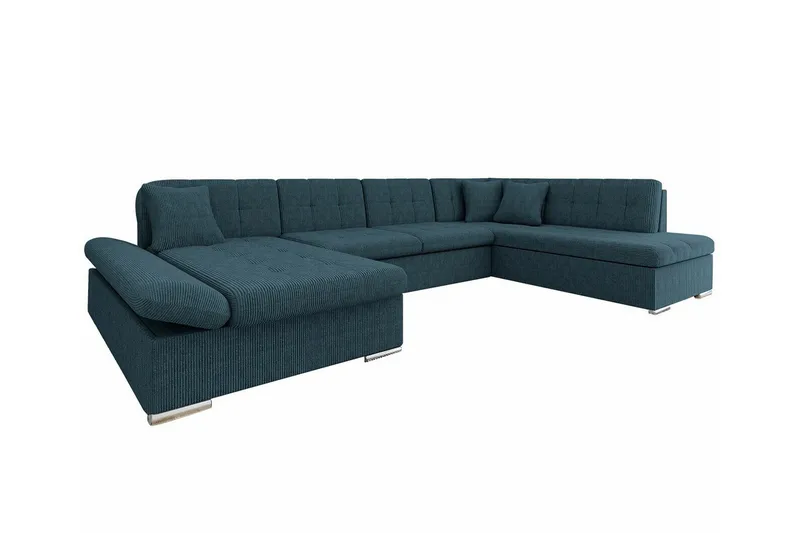 Zumar 4-sits U-formad Hörnbäddsoffa 128x302 cm med Förvaring i Manchester, Blå