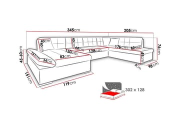 Zumar 5-sits Höger U-formad Bäddsoffa med Förvaring i Bouclé - Vit - Möbler - Soffa - Bäddsoffa