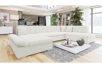 Zumar 5-sits Höger U-formad Bäddsoffa med Förvaring i Bouclé - Vit - Möbler - Soffa - Bäddsoffa