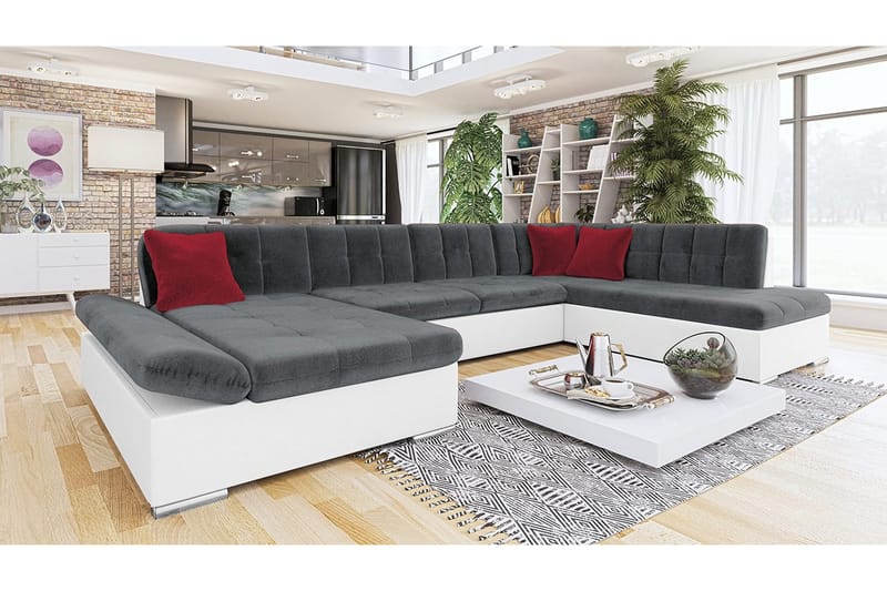 Zumar 6-sits Bäddsoffa Universal - Grå/Vit - Bäddsoffa - Bäddsoffa divan - Skinnsoffor - Sammetssoffa