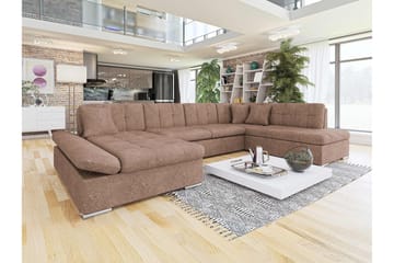 Zumar Bäddsoffa med Divan och Schäslong 4-sits i Bouclé - Rosa - Möbler - Soffa - Bäddsoffa