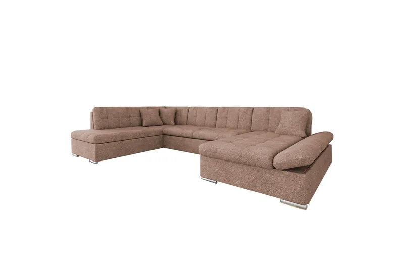 Zumar Bäddsoffa med Divan och Schäslong 4-sits i Bouclé - Rosa - Möbler - Soffa - Bäddsoffa