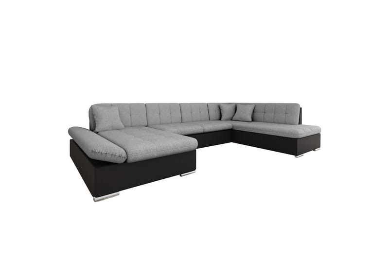 Zumar Bäddsoffa med Divan och Schäslong 4-sits i Konstläder - Svart/Grå - Möbler - Soffa - Bäddsoffa