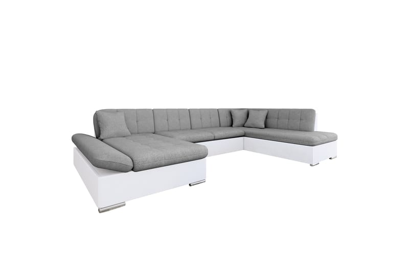 Zumar Bäddsoffa med Divan och Schäslong 4-sits i Konstläder - Vit/Grå - Möbler - Soffa - Bäddsoffa