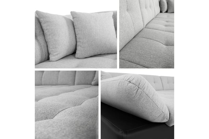 Zumar Bäddsoffa med Divan och Schäslong 4-sits i Konstläder - Vit/Grå - Möbler - Soffa - Bäddsoffa