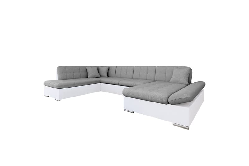 Zumar Bäddsoffa med Divan och Schäslong 4-sits i Konstläder, Vit/Grå