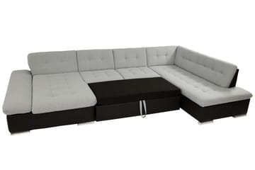 Zumar Höger U-formad Bäddsoffa 128x302 cm med Förvaring i Tyg - Grå - Möbler - Soffa - B äddsoffa