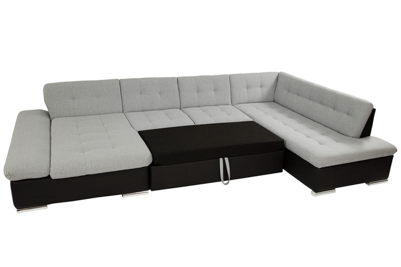 Zumar Höger U-formad Bäddsoffa 128x302 cm med Förvaring i Tyg - Grå - Möbler - Soffa - Bäddsoffa
