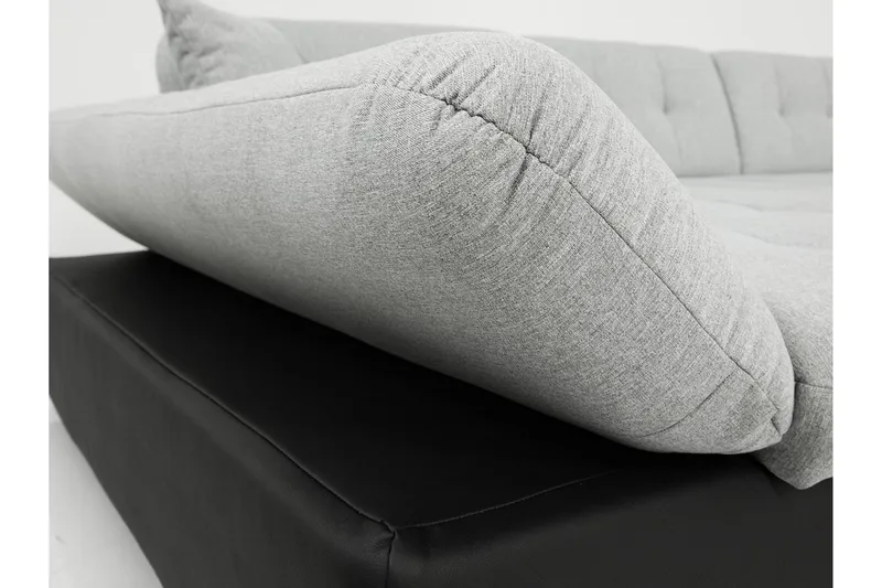 Zumar Höger U-formad Bäddsoffa 128x302 cm med Förvaring i Tyg - Grå - Möbler - Soffa - Bäddsoffa