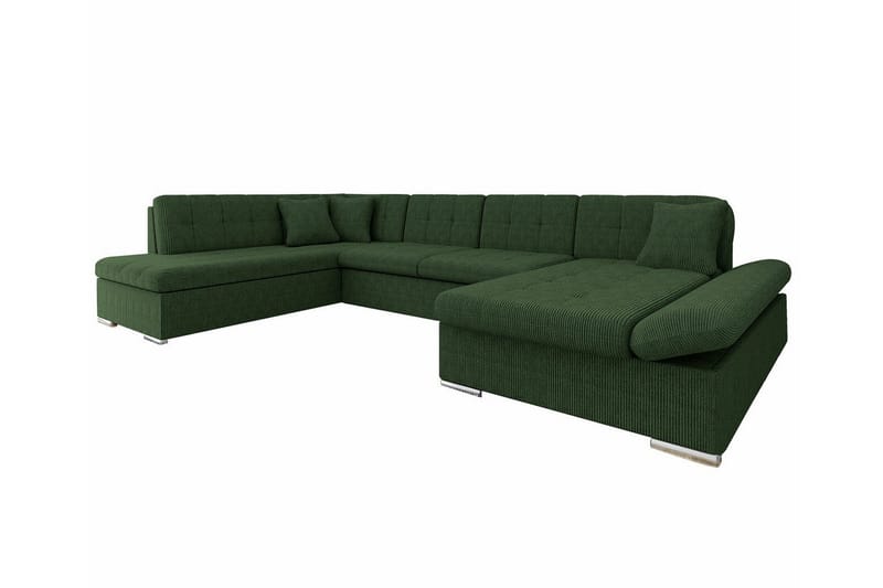 Zumar Höger U-formad Hörnbäddsoffa 128x302 cm med Förvaring i Manchester, Grön