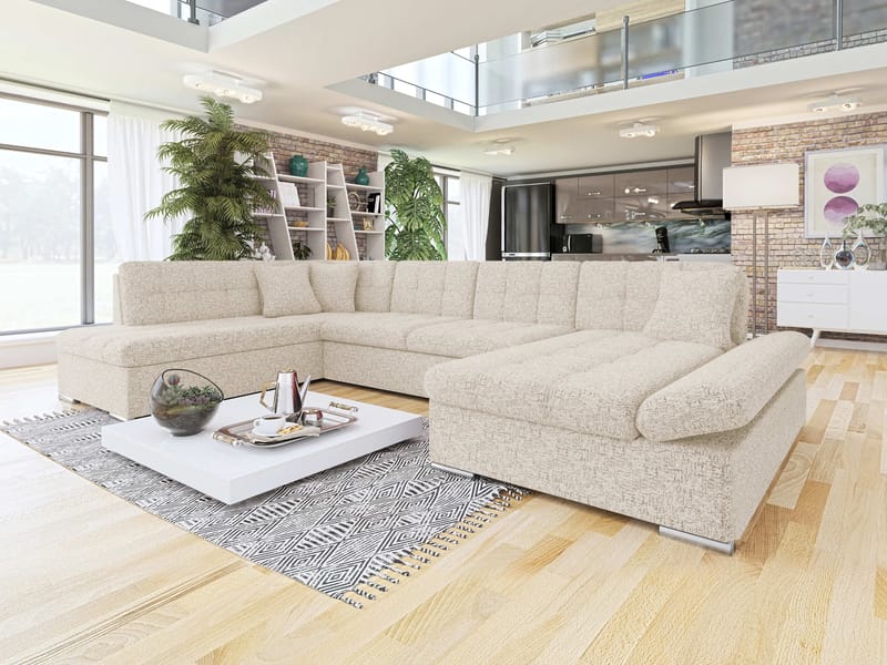 Zumar U-formad 5-sits Bäddsoffa med förvaring - beige - Möbler - Soffa - Bäddsoffa