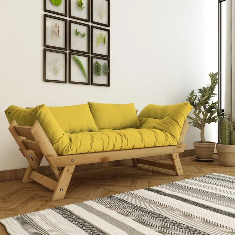 Zylar 2-sits Bäddsoffa, Gul/Natur