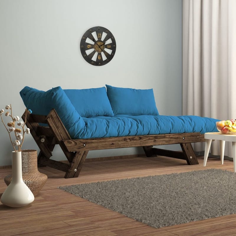 Zylar 2-sits Fällbar Bäddsoffa i Tyg med Träram - Blå - Möbler - Soffa - Bäddsoffa - Bäddsoffa 2 sits