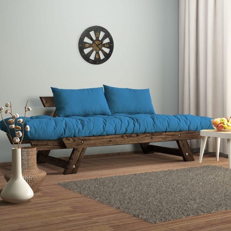 Zylar 2-sits Fällbar Bäddsoffa i Tyg med Träram - Blå - Möbler - Soffa - Bäddsoffa - Bäddsoffa 2 sits