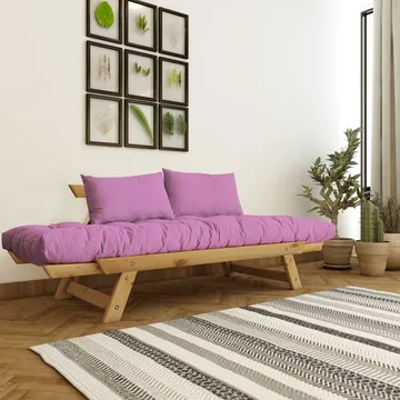 Zylar 2-sits Fällbar Bäddsoffa i Tyg med Träram - Rosa|Beige - Möbler - Soffa - Bäddsoffa