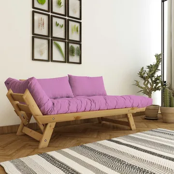 Zylar 2-sits Fällbar Bäddsoffa i Tyg med Träram - Rosa|Beige - Möbler - Soffa - Bäddsoffa