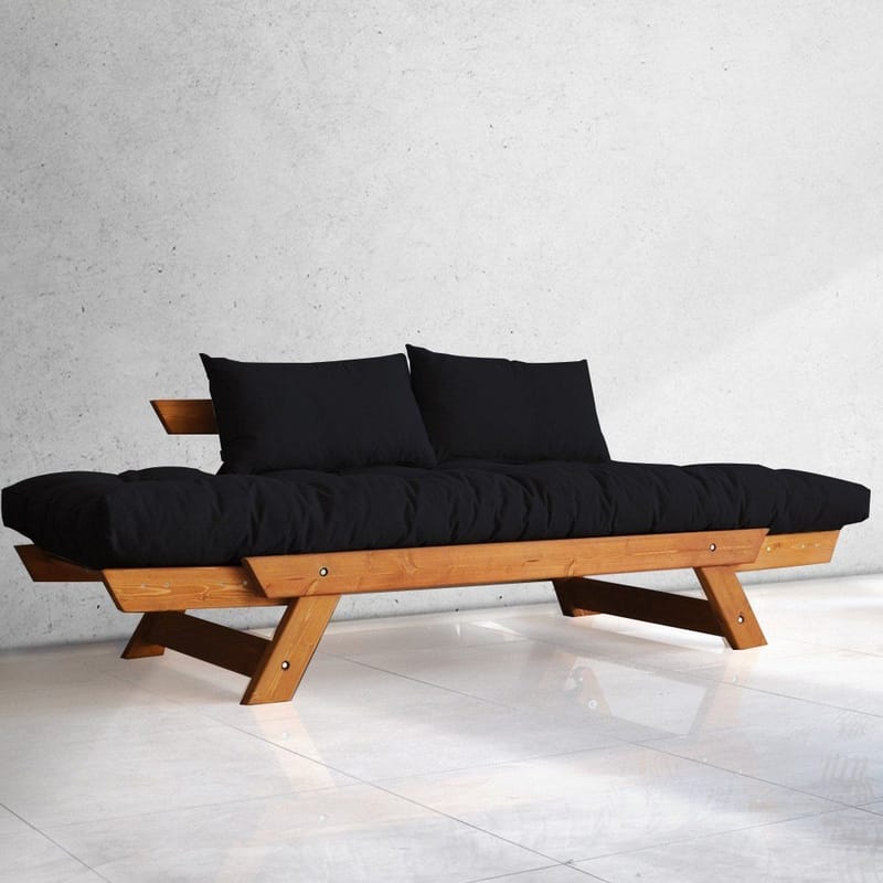 Zylar 2-sits Fällbar Bäddsoffa i Tyg med Träram - Svart - Möbler - Soffa - Bäddsoffa - Bäddsoffa 2 sits
