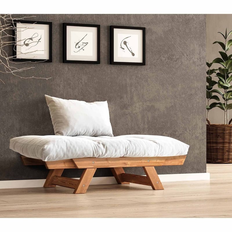Zylar 2-sits Fällbar Bäddsoffa med Träram 75x140 cm i Linne - Vit|Brun - Möbler - Soffa - Bäddsoffa - Bäddsoffa 2 sits