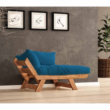 Zylar 2-sits Fällbar Längsbäddad Bäddsoffa med Träram 75x140 cm i Linne - Blå|Brun - Möbler - Soffa - Bäddsoffa - Bäddsoffa 2 sits