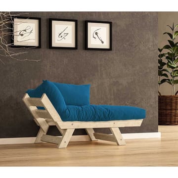 Zylar 2-sits Längsbäddad Bäddsoffa med Träram 75x140 cm i Linne - Blå|Beige - Möbler - Soffa - Bäddsoffa