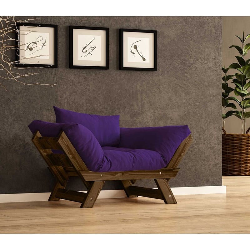 Zylar 2-sits Längsbäddad Bäddsoffa med Träram 75x140 cm i Linne, Lila