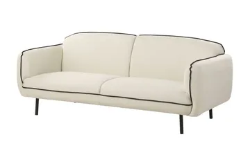 Balint 3-sits Djup Svängd Soffa 198 cm i Tyg med Kantband - Benvit - Möbler - Soffa - 3 sits soffa
