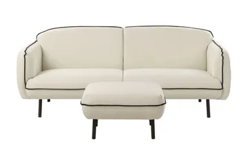 Balint 3-sits Djup Svängd Soffa 198 cm i Tyg med Kantband - Benvit - Möbler - Soffa - 3 sits soffa