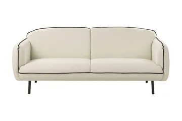 Balint 3-sits Djup Svängd Soffa 198 cm i Tyg med Kantband - Benvit - Möbler - Soffa - 3 sits soffa