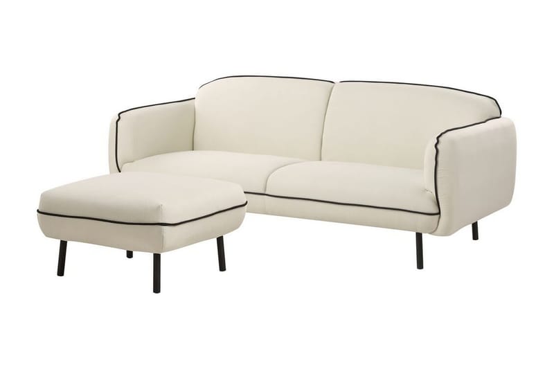 Balint 3-sits Djup Svängd Soffa 198 cm i Tyg med Kantband - Benvit - Möbler - Soffa - 3 sits soffa