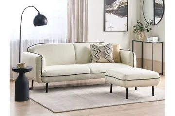 Balint 3-sits Djup Svängd Soffa 198 cm i Tyg med Kantband - Benvit - Möbler - Soffa - 3 sits soffa