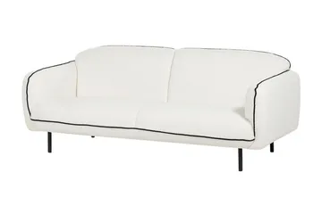 Balint 3-sits Djup Svängd Soffa i Bouclé med Kantpipning - Vit|Svart - Möbler - Soffa - 3 sits soffa