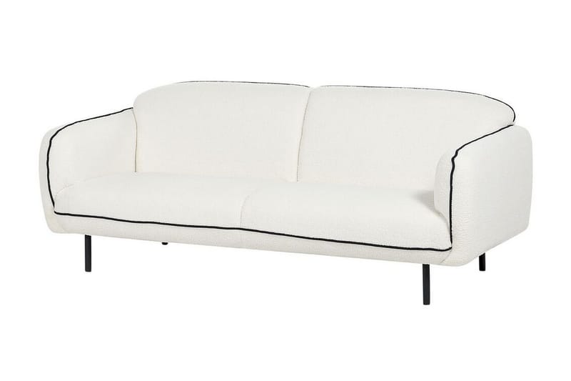 Balint 3-sits Djup Svängd Soffa i Bouclé med Kantpipning - Vit|Svart - Möbler - Soffa - 3 sits soffa