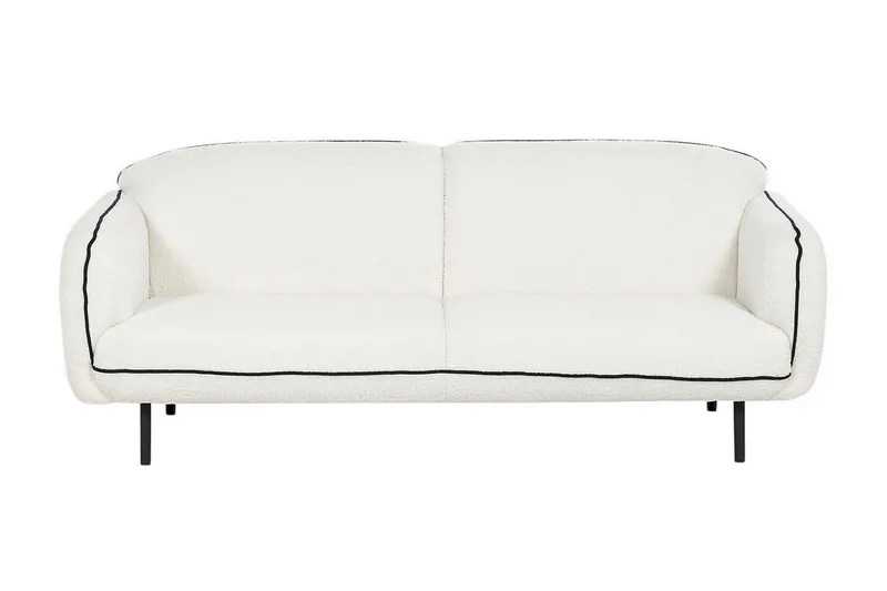 Balint 3-sits Djup Svängd Soffa i Bouclé med Kantpipning, Vit|Svart