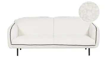 Balint 3-sits Djup Svängd Soffa i Bouclé med Kantpipning - Vit|Svart - Möbler - Soffa - 3 sits soffa